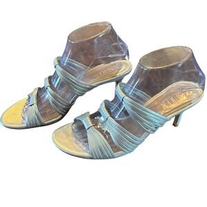 Lauren Ralph Lauren Nappa Leather Strappy Slip On Dressy Evening Heels NEW 6.5